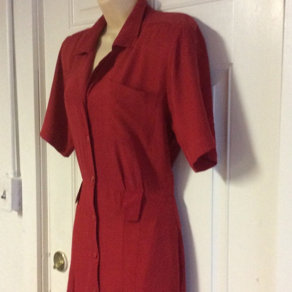 ❤️💋DEADSTOCK Herve Leger II Paris red shirt swing dress L💋❤️ - Picture 3 of 4